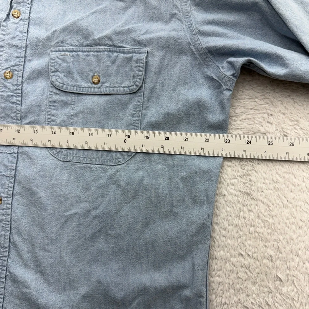 Woolrich Mens Blue Cotton Chamois Long Sleeve Button‎ Down Shirt L Made in USA